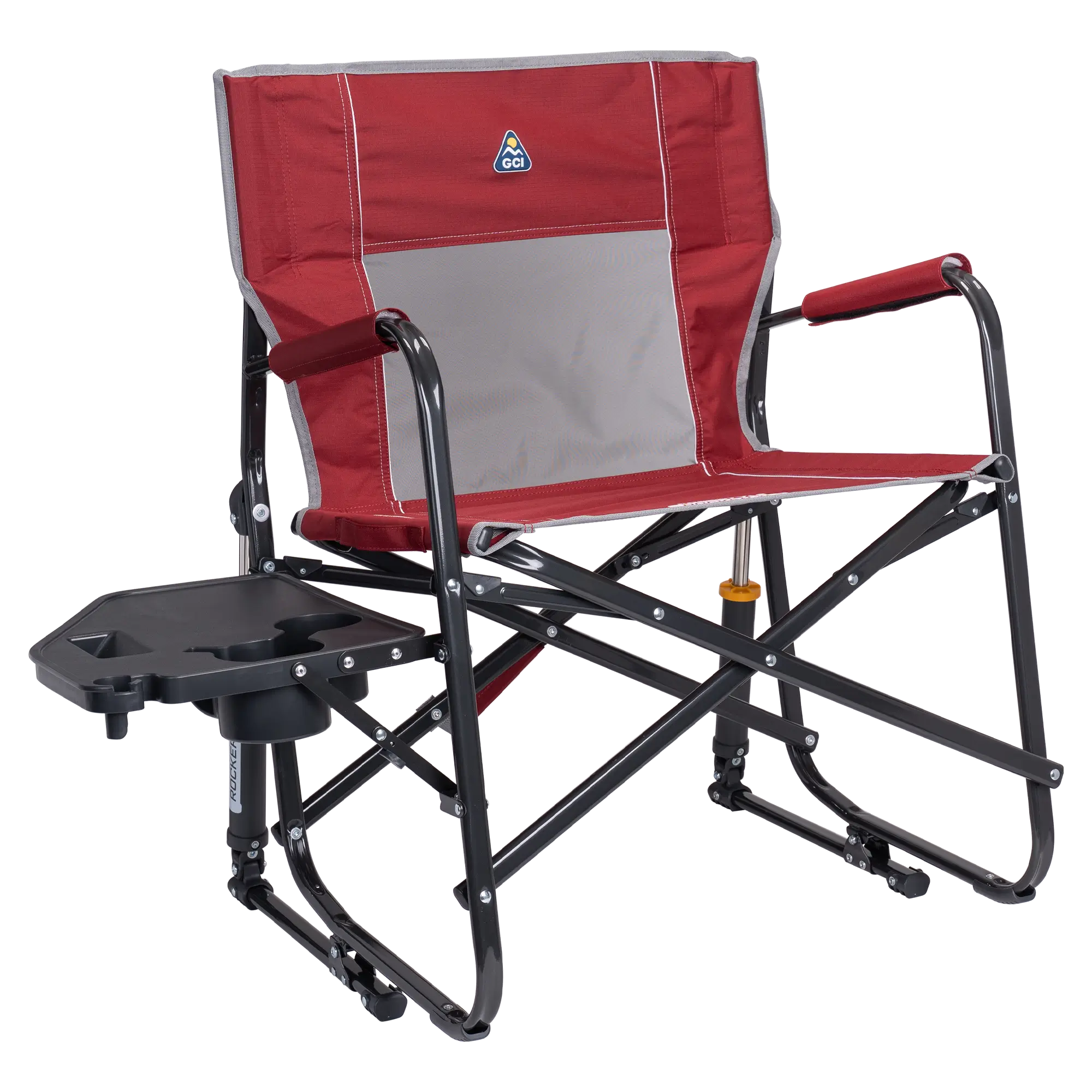 Patented Spring-Action Freestyle Rocker XL with Side Table - Choice 836 - Patented Spring-Action Rocking Chair for Camping - Cinnamon