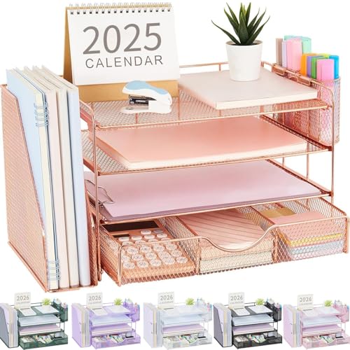 Modern gianotter Desk Organizers and Accessories with File Holder, 4-Tier Essentials