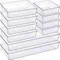Eco-Friendly Criusia Drawer Organizer, 10 Pack Large Clear Plastic Set, for Daily Use
