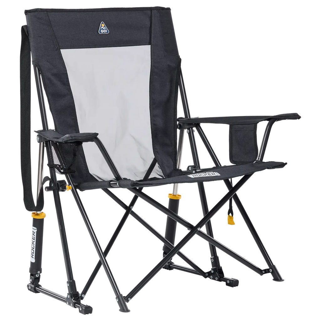 Smooth Motion Comfort Pro Rocker XL - Choice 107 - Heavy-Duty Kickback Rocker with Beverage Holder - Heathered Charcoal
