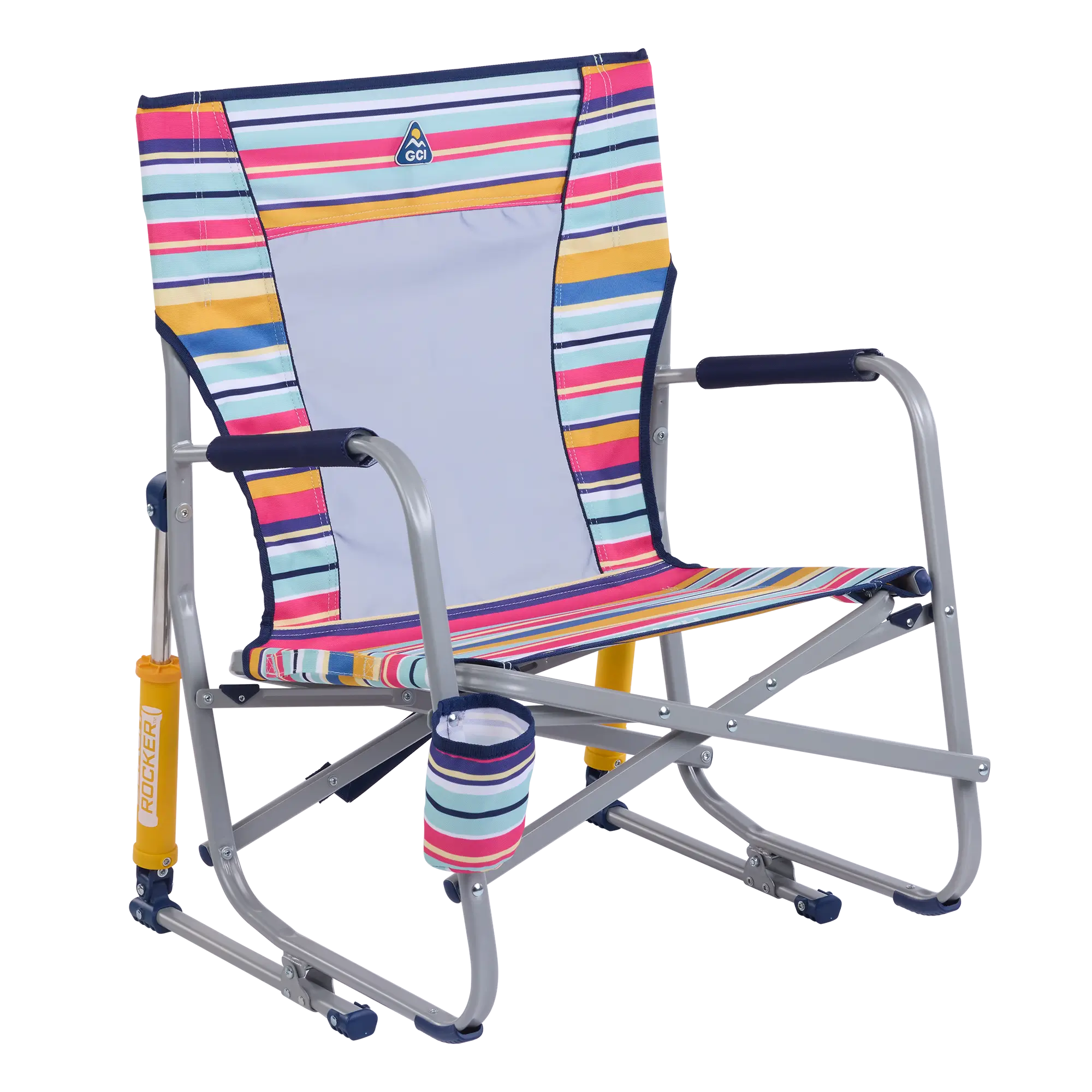 Premium All-Weather Beach Rocker - Choice 712 - Patented Spring-Action Rocking Chair for Camping - Multi Stripe