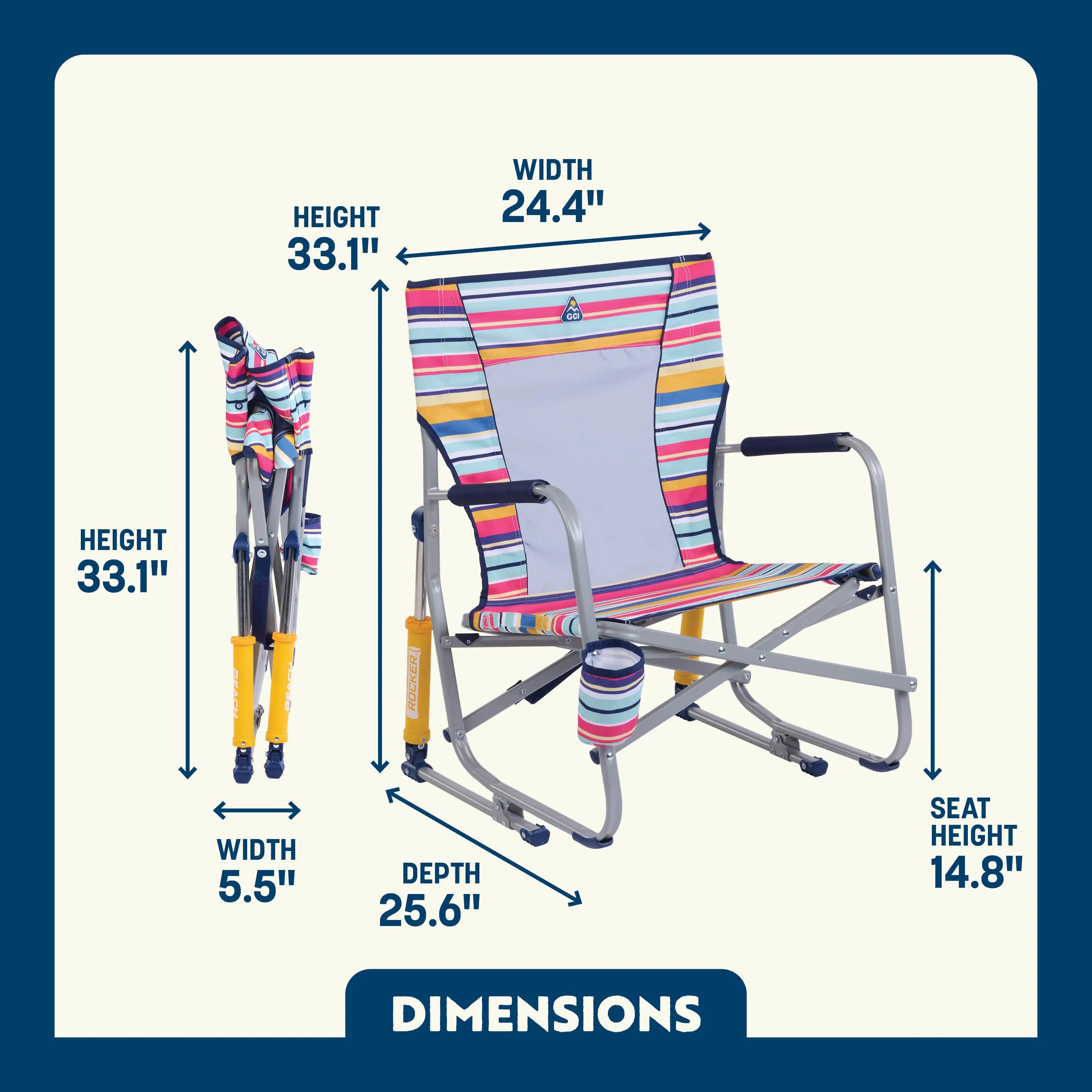 Premium All-Weather Beach Rocker - Choice 712 - Patented Spring-Action Rocking Chair for Camping Detail