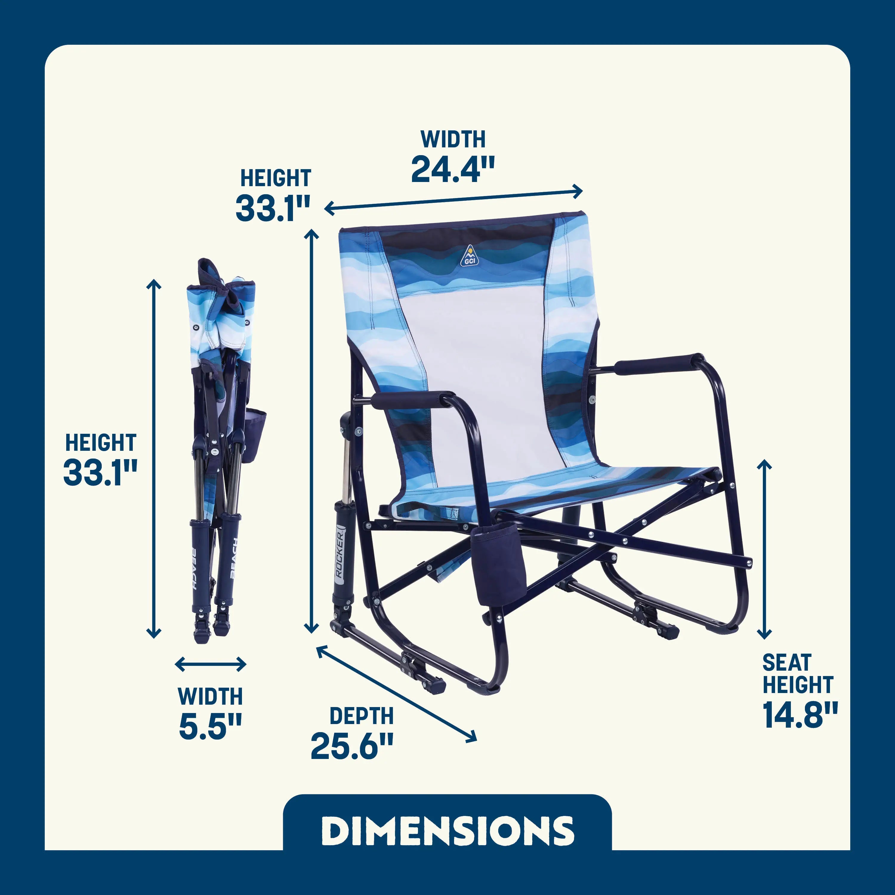 Premium All-Weather Beach Rocker - Choice 712 - Patented Spring-Action Rocking Chair for Camping Detail