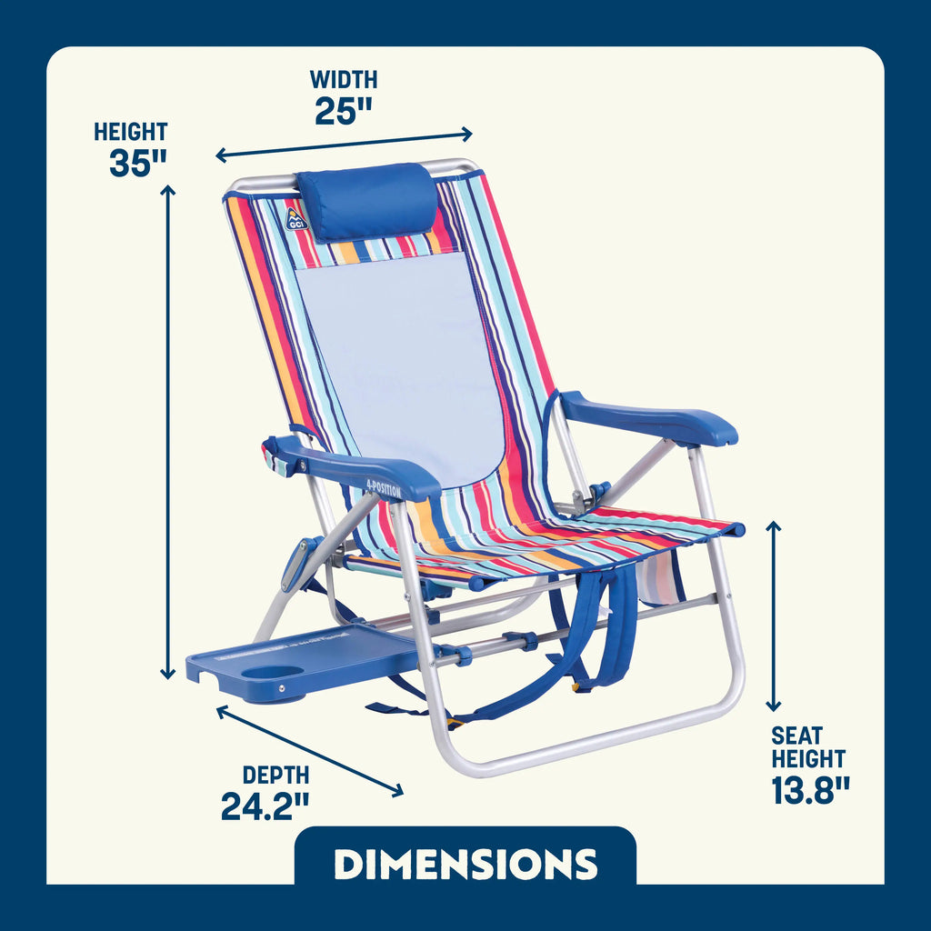 Backpack Travel Big Surf with Slide Table - Choice 334 - Portable Heavy-Duty Low Boy Chair for Ocean Side Detail