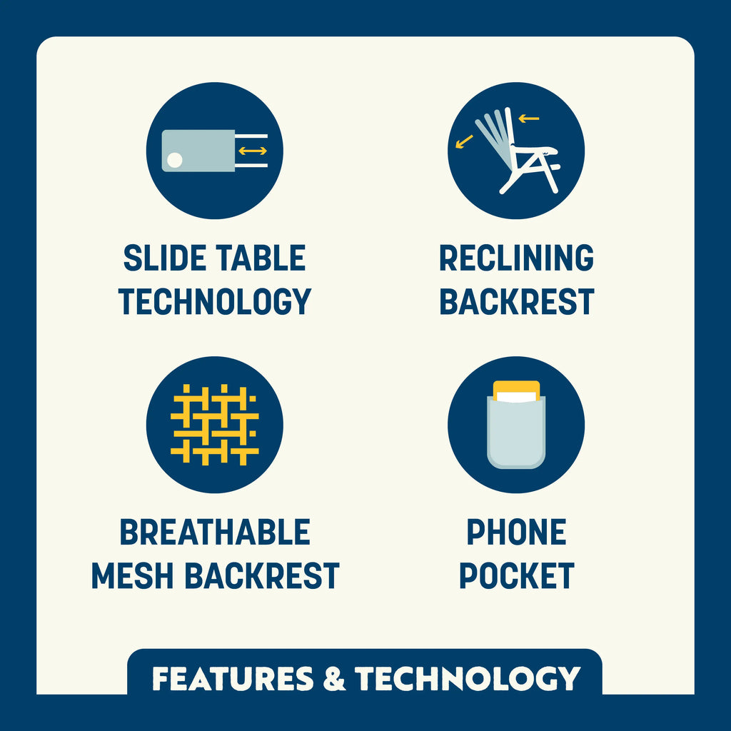Backpack Travel Big Surf with Slide Table - Choice 334 - Portable Heavy-Duty Low Boy Chair for Ocean Side Detail