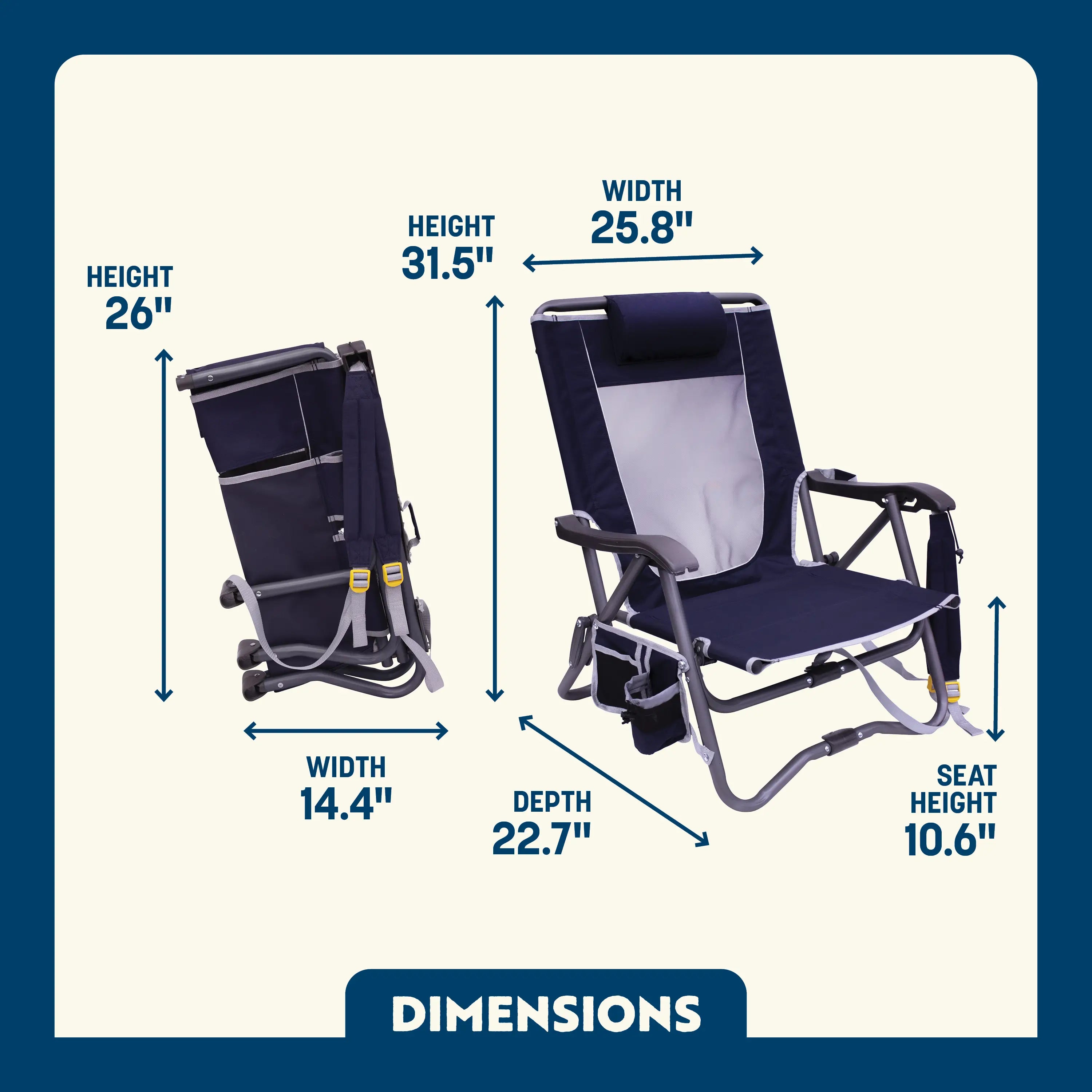 Lightweight Messenger Bi-Fold Slim Event Chair - Choice 334 - Ultra-Lightweight Telescoping PackSeat Travel Stool Detail