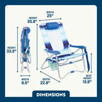 Low-Profile Bi-Fold Beach Chair - Choice 601 - Multi-Position Outdoor Beach Chair with Pillow Detail