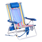 Rust-Resistant Aluminum Backpack Beach Chair - Choice 709 - Portable Heavy-Duty Low Boy Chair for Ocean Side - Multi Stripe