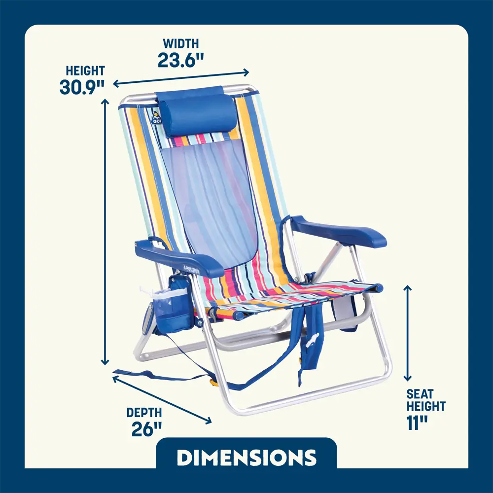 Rust-Resistant Aluminum Backpack Beach Chair - Choice 709 - Portable Heavy-Duty Low Boy Chair for Ocean Side Detail