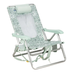 Rust-Resistant Aluminum Backpack Beach Chair - Choice 709 - Portable Heavy-Duty Low Boy Chair for Ocean Side - Floral Pastel Green