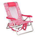 Rust-Resistant Aluminum Backpack Beach Chair - Choice 709 - Portable Heavy-Duty Low Boy Chair for Ocean Side - Floral Sport Pink