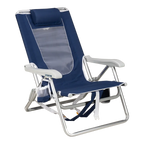 Rust-Resistant Aluminum Backpack Beach Chair - Choice 709 - Portable Heavy-Duty Low Boy Chair for Ocean Side - Nautical Blue