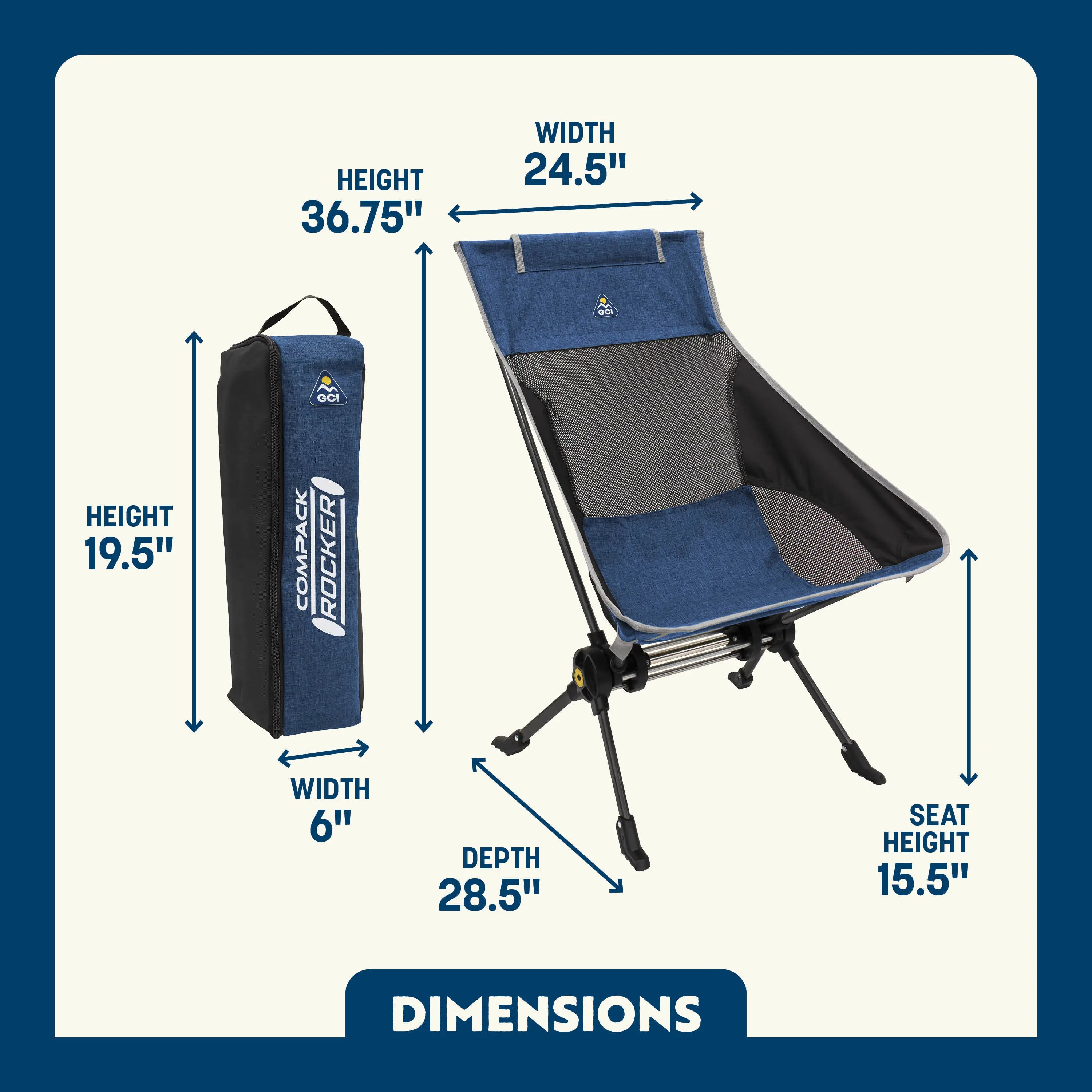 Luxury Camp ComPack Rocker - Choice 980 - Heavy-Duty Kickback Rocker with Beverage Holder Detail