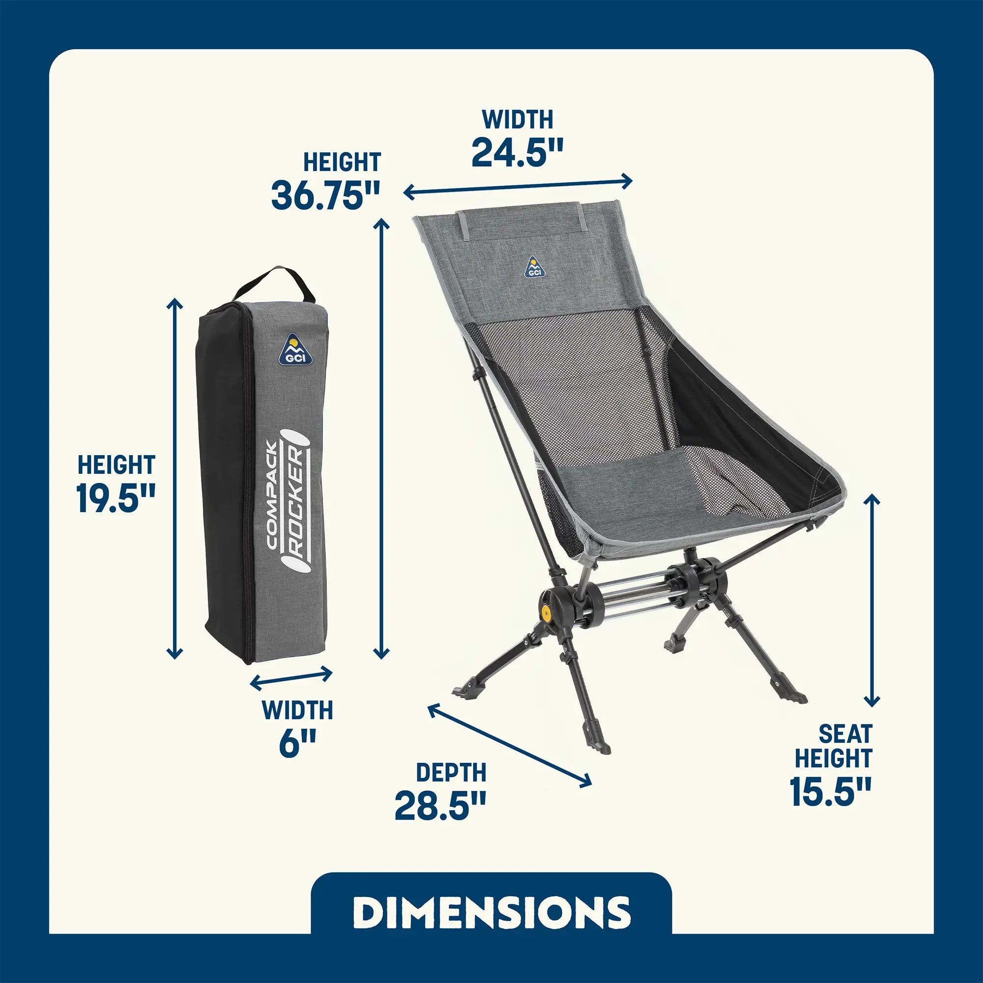 Luxury Camp ComPack Rocker - Choice 980 - Heavy-Duty Kickback Rocker with Beverage Holder Detail