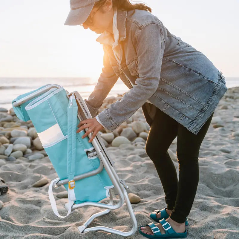 Low-Profile Bi-Fold Beach Chair - Choice 601 - Multi-Position Outdoor Beach Chair with Pillow Detail