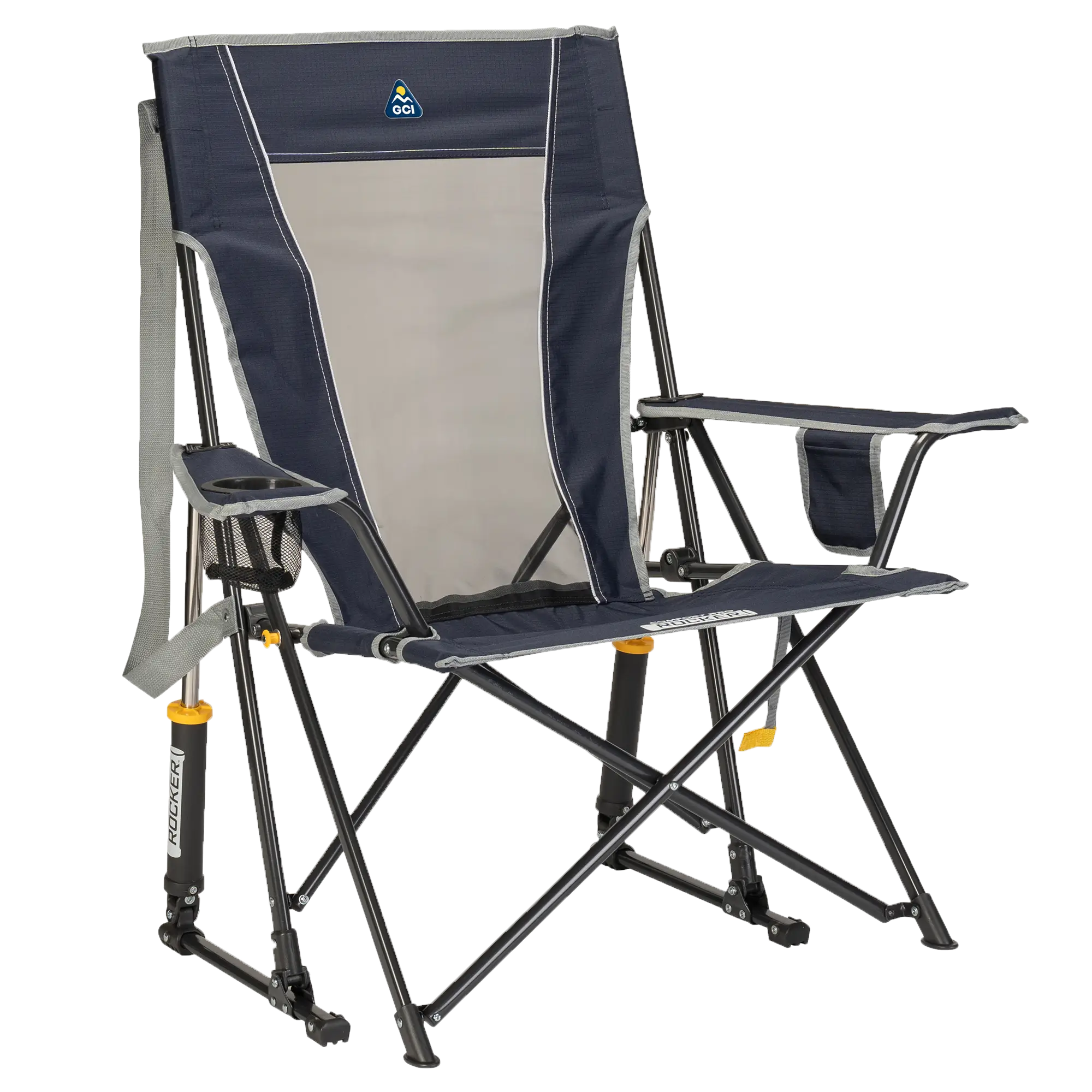 Heavy-Duty Freestyle Comfort Pro Rocker - Choice 375 - RoadTrip Rocker Smooth Motion Camp Chair - Indigo