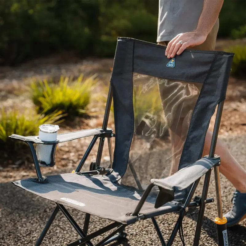 Smooth Motion Comfort Pro Rocker XL - Choice 107 - Heavy-Duty Kickback Rocker with Beverage Holder Detail