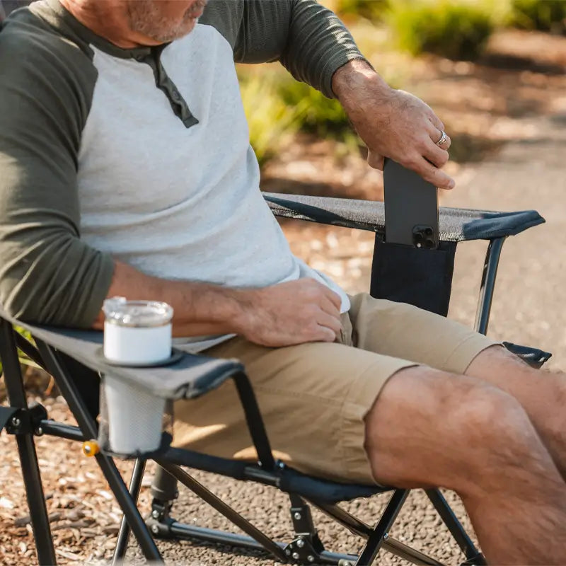 Smooth Motion Comfort Pro Rocker XL - Choice 107 - Heavy-Duty Kickback Rocker with Beverage Holder Detail