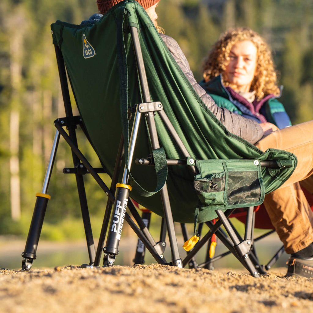 Smooth Motion Puff Rocker - Choice 731 - Heavy-Duty Kickback Rocker with Beverage Holder Detail