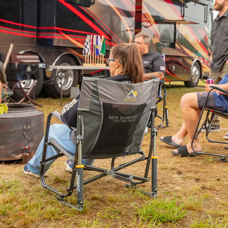 Premium All-Weather FirePit Rocker - Choice 737 - RoadTrip Rocker Smooth Motion Camp Chair Detail