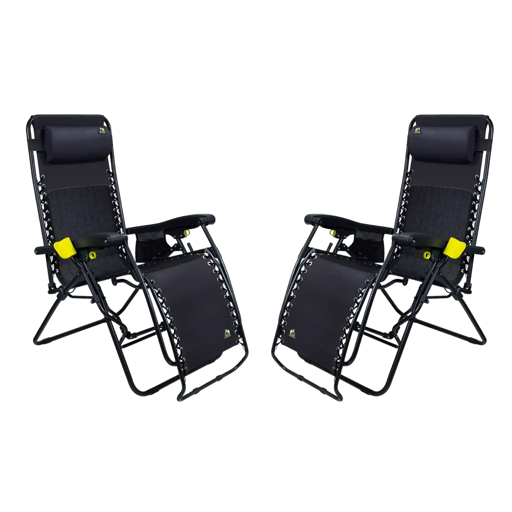Sand-Friendly Freeform Zero Gravity Lounger Bundle - Choice 507 - Portable Heavy-Duty Low Boy Chair for Ocean Side - Black