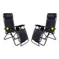 Sand-Friendly Freeform Zero Gravity Lounger Bundle - Choice 507 - Portable Heavy-Duty Low Boy Chair for Ocean Side - Black