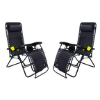 Sand-Friendly Freeform Zero Gravity Lounger Bundle - Choice 507 - Portable Heavy-Duty Low Boy Chair for Ocean Side - Black
