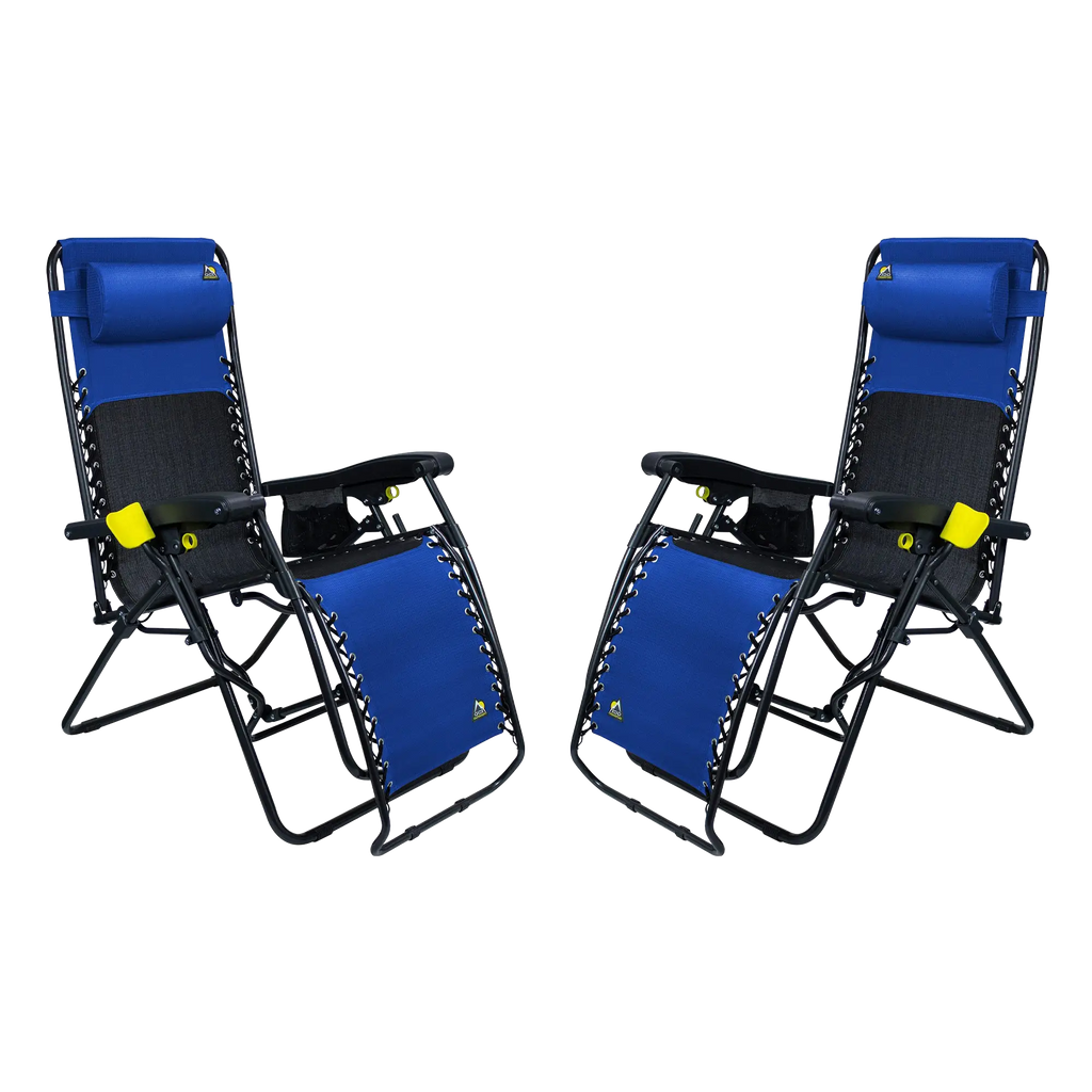 Sand-Friendly Freeform Zero Gravity Lounger Bundle - Choice 507 - Portable Heavy-Duty Low Boy Chair for Ocean Side - Royal Blue