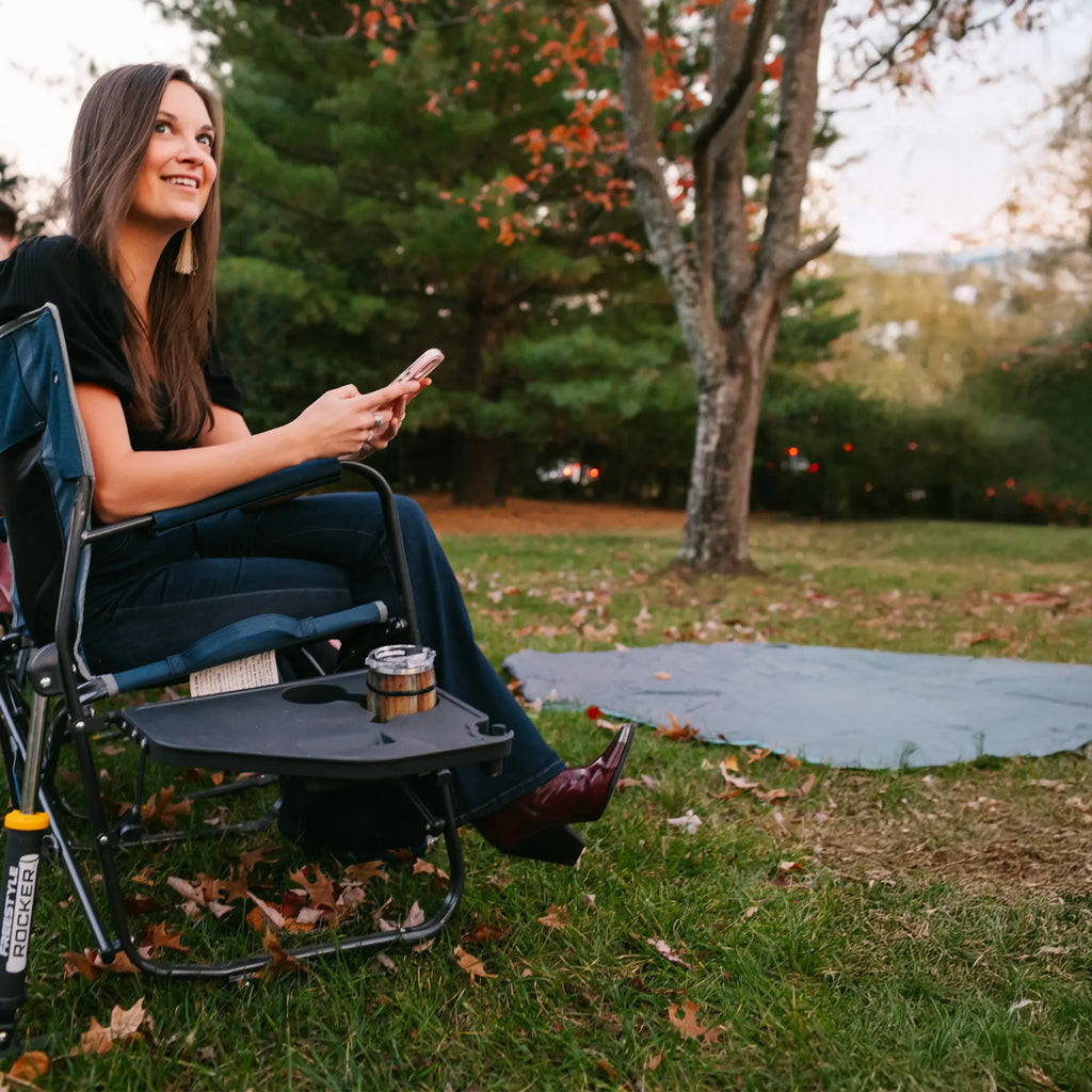 Smooth Motion Freestyle Rocker with Side Table - Choice 853 - Patented Spring-Action Rocking Chair for Camping Detail