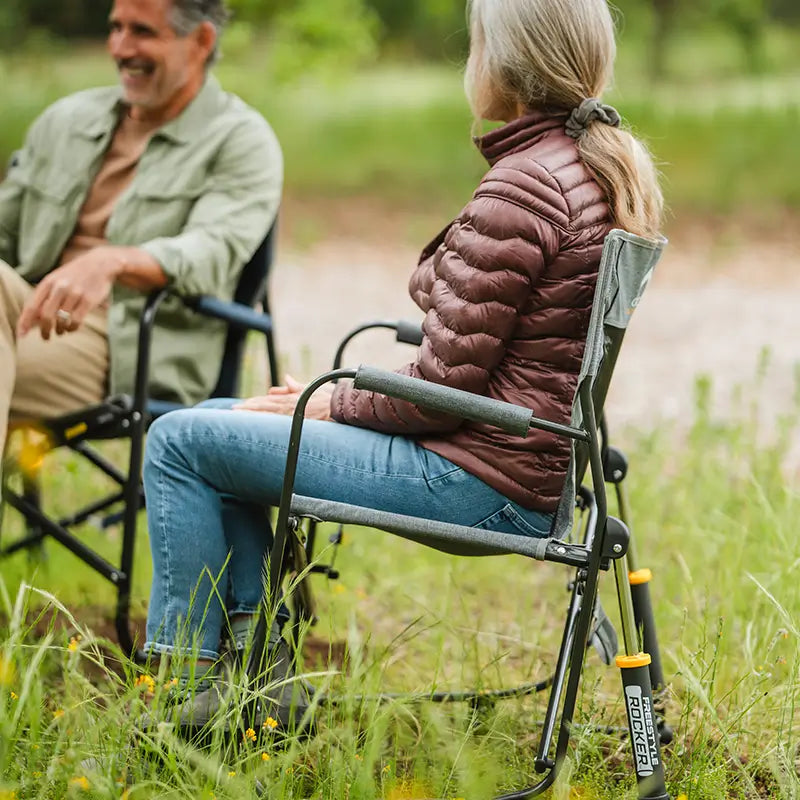 Smooth Motion Freestyle Rocker with Side Table - Choice 853 - Patented Spring-Action Rocking Chair for Camping Detail