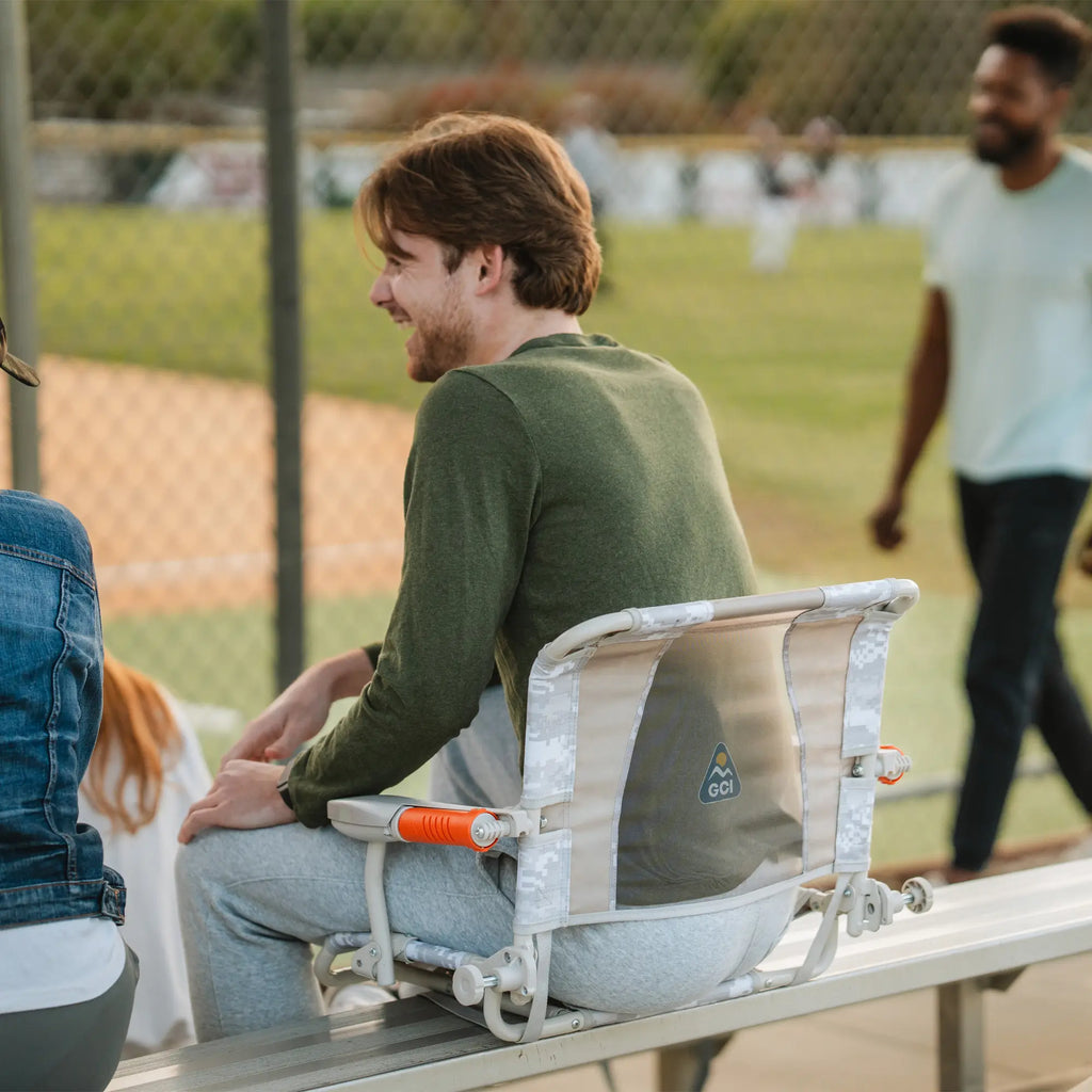 Premium All-Weather Stadium Rock-Cliner - Choice 540 - Heavy-Duty Kickback Rocker with Beverage Holder Detail