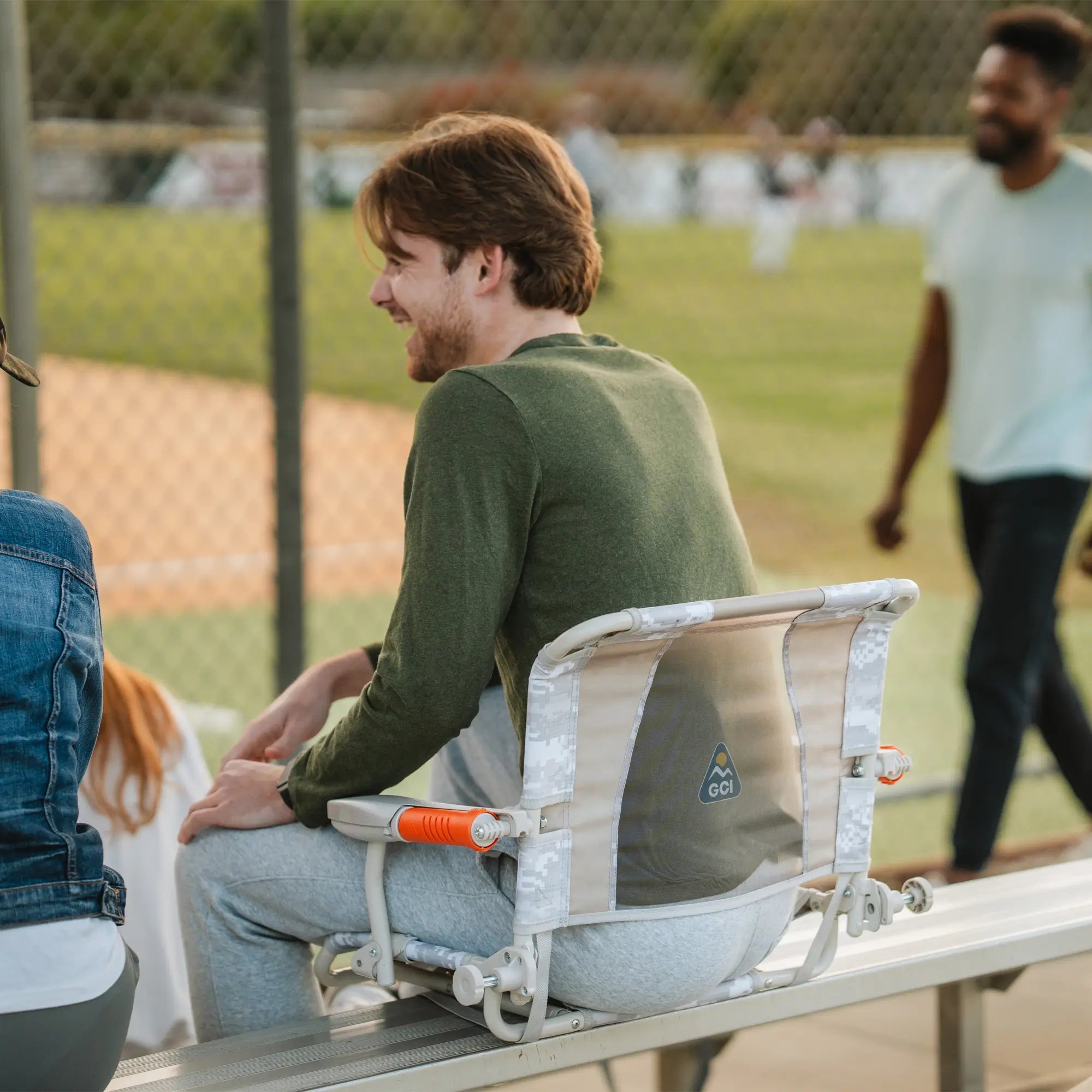 Premium All-Weather Stadium Rock-Cliner - Choice 540 - Heavy-Duty Kickback Rocker with Beverage Holder Detail