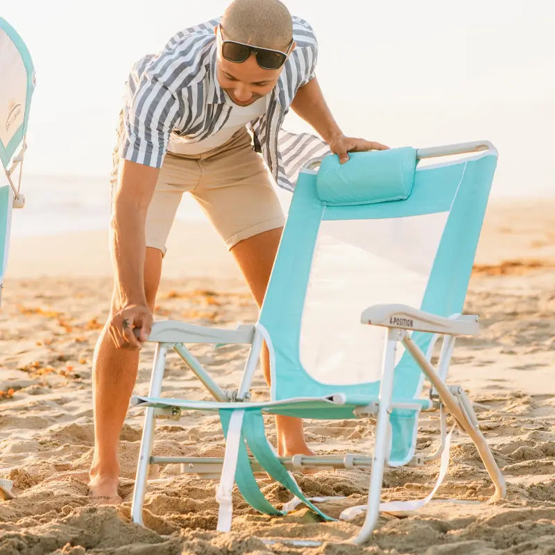 Backpack Travel Big Surf with Slide Table - Choice 334 - Portable Heavy-Duty Low Boy Chair for Ocean Side Detail