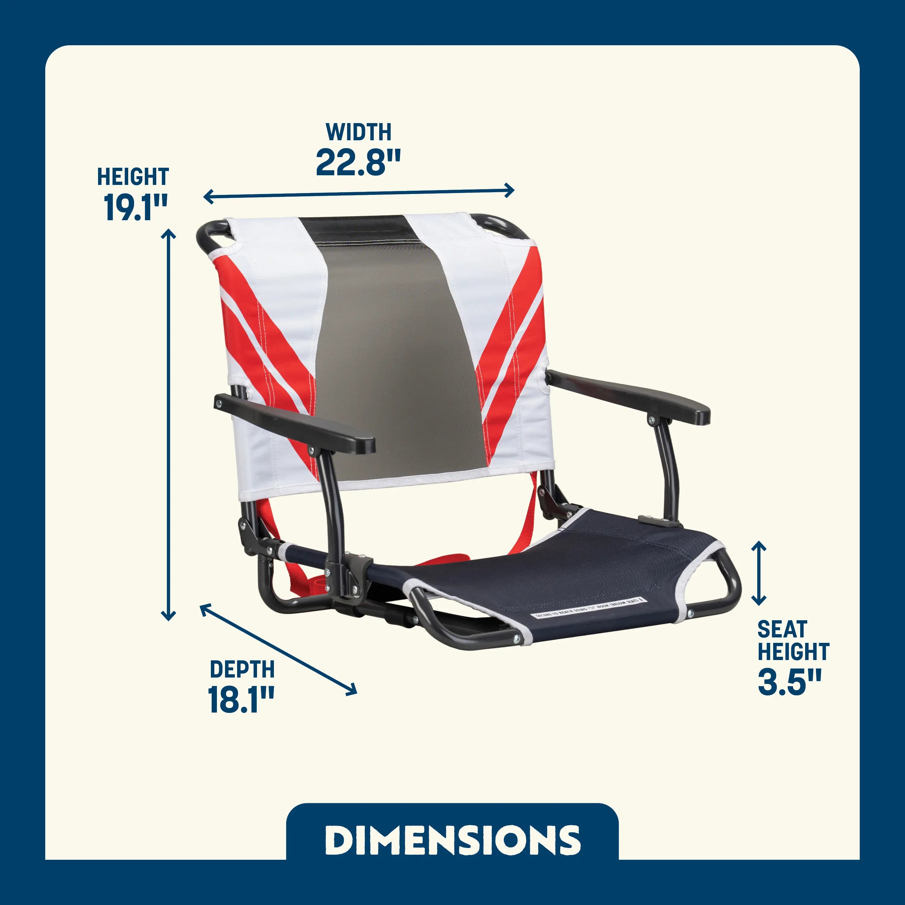 Ergonomic Back-Support Big Comfort Stadium Chair with Armrests - Choice 465 - Ergonomic Portable Stadium Seat for Sports Events Detail