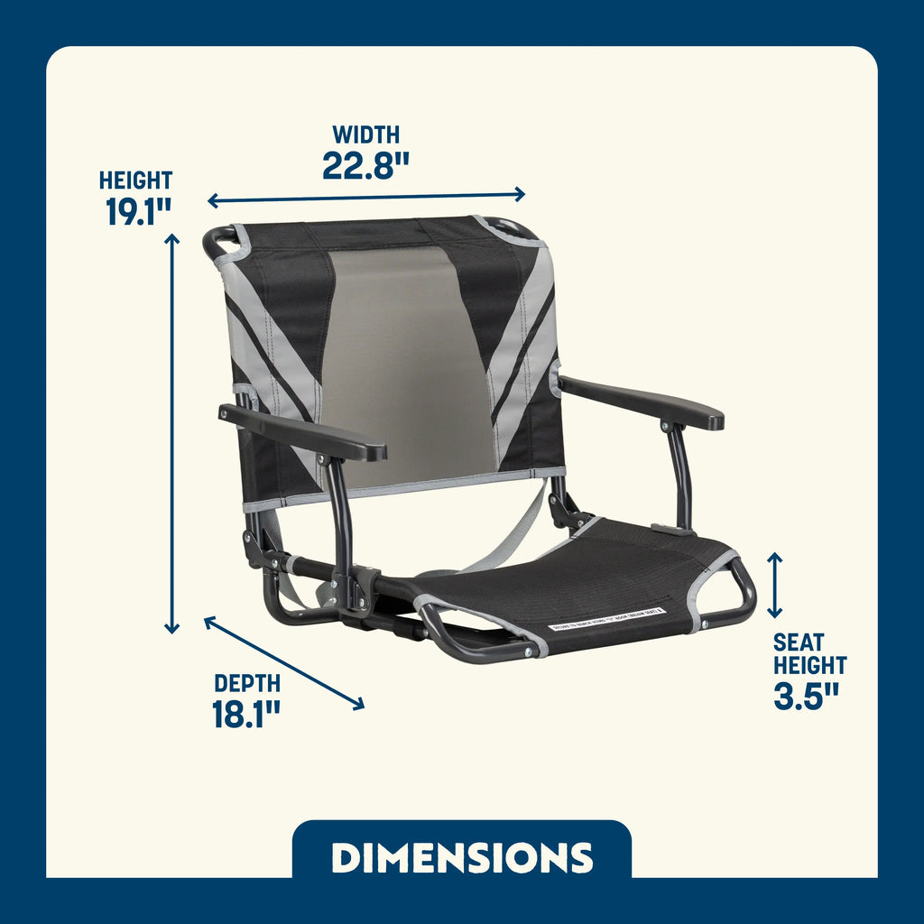 Ergonomic Back-Support Big Comfort Stadium Chair with Armrests - Choice 465 - Ergonomic Portable Stadium Seat for Sports Events Detail