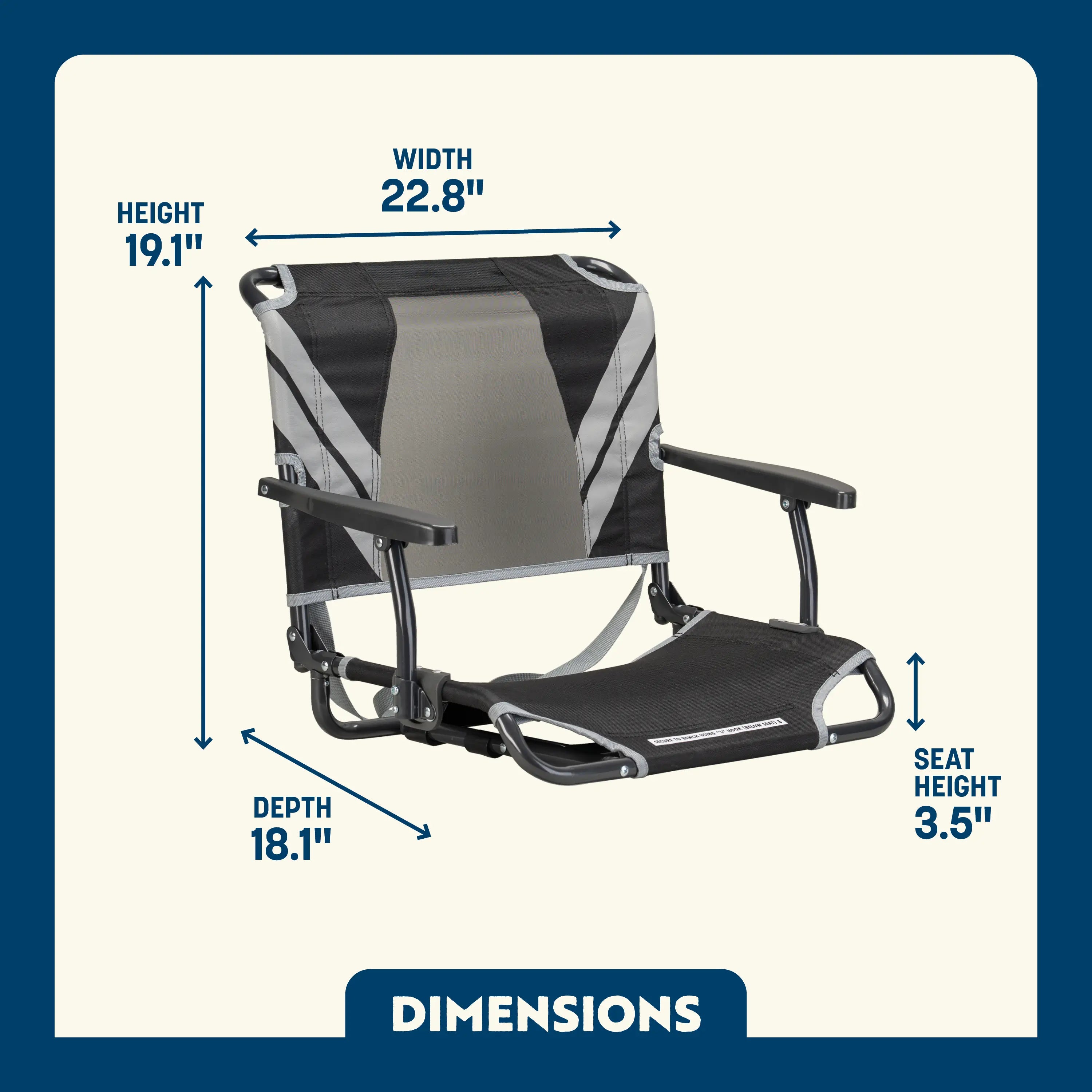 Ergonomic Back-Support Big Comfort Stadium Chair with Armrests - Choice 465 - Ergonomic Portable Stadium Seat for Sports Events Detail