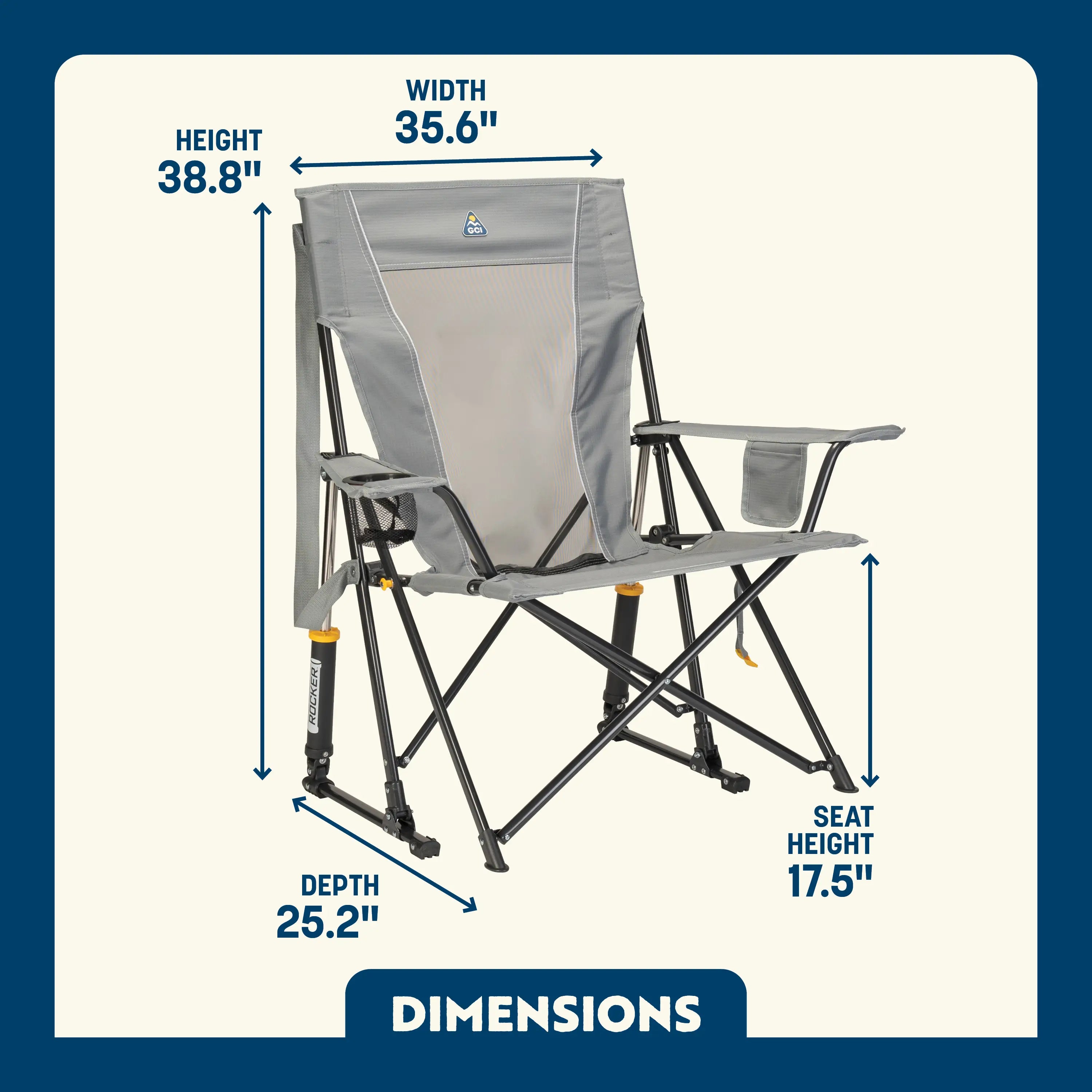 Heavy-Duty Freestyle Comfort Pro Rocker - Choice 375 - RoadTrip Rocker Smooth Motion Camp Chair Detail