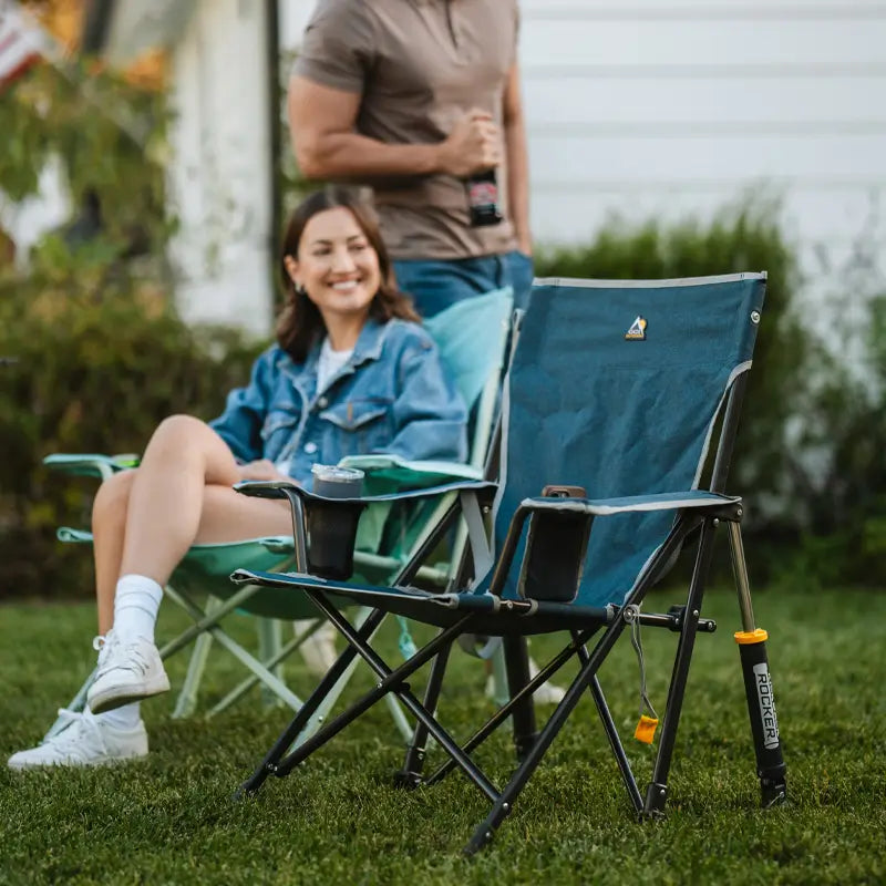 Premium All-Weather Kickback Rocker - Choice 345 - RoadTrip Rocker Smooth Motion Camp Chair Detail