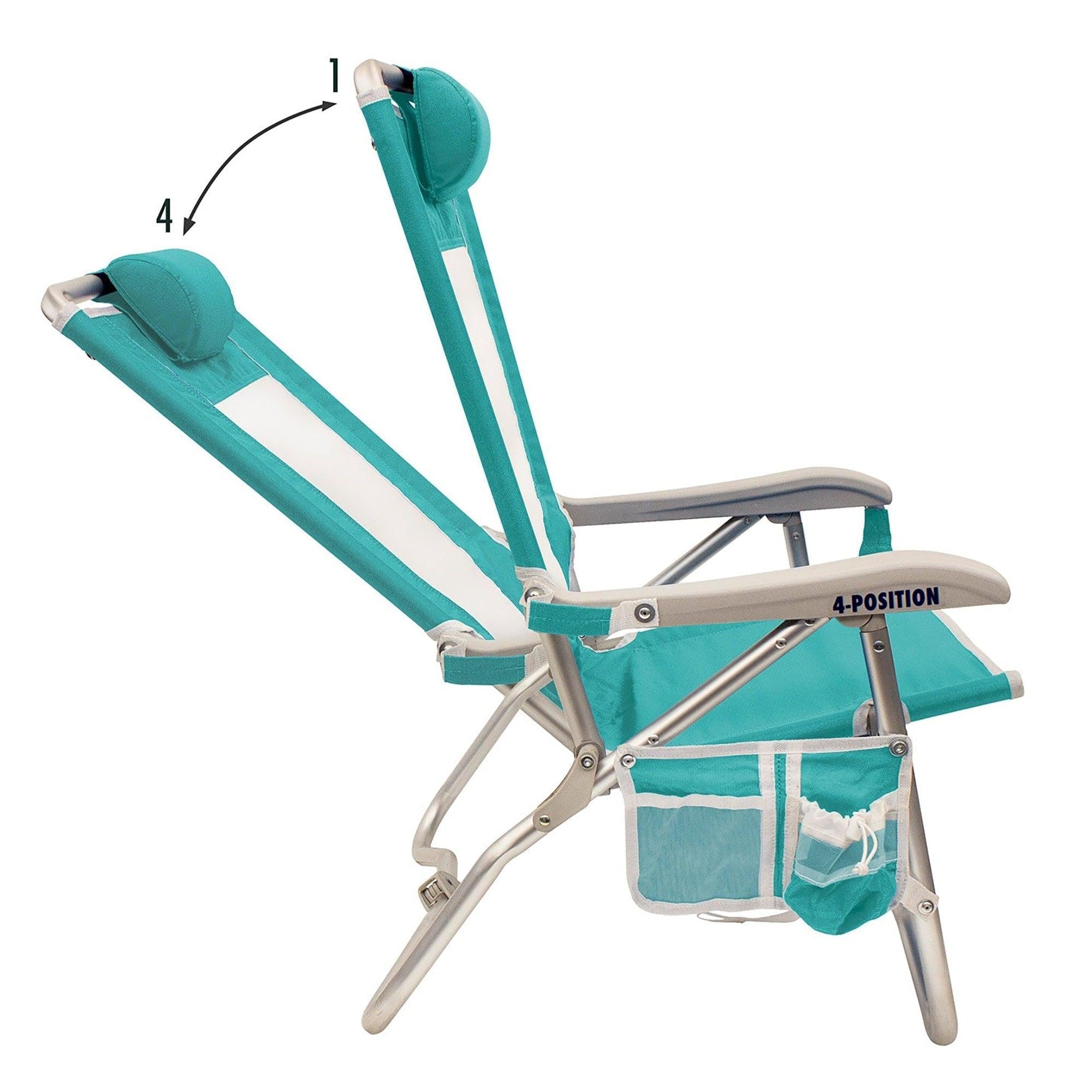 Low-Profile Bi-Fold Beach Chair - Choice 601 - Multi-Position Outdoor Beach Chair with Pillow Detail
