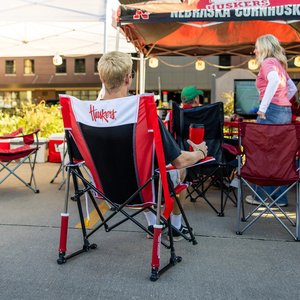 Smooth Motion College Comfort Pro Rocker - Nebraska Cornhuskers - Choice 161 - Heavy-Duty Kickback Rocker with Beverage Holder Detail