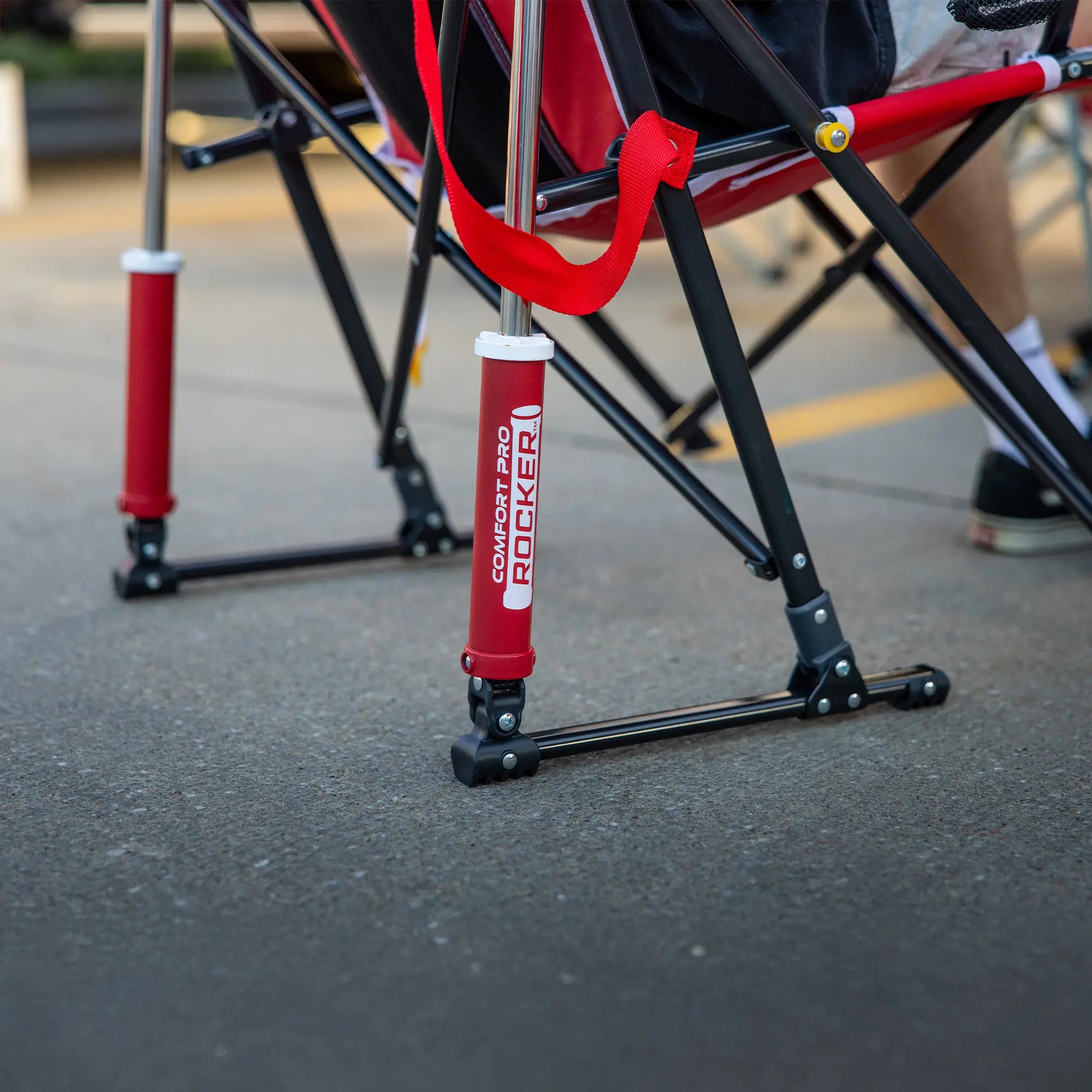 Smooth Motion College Comfort Pro Rocker - Nebraska Cornhuskers - Choice 161 - Heavy-Duty Kickback Rocker with Beverage Holder Detail