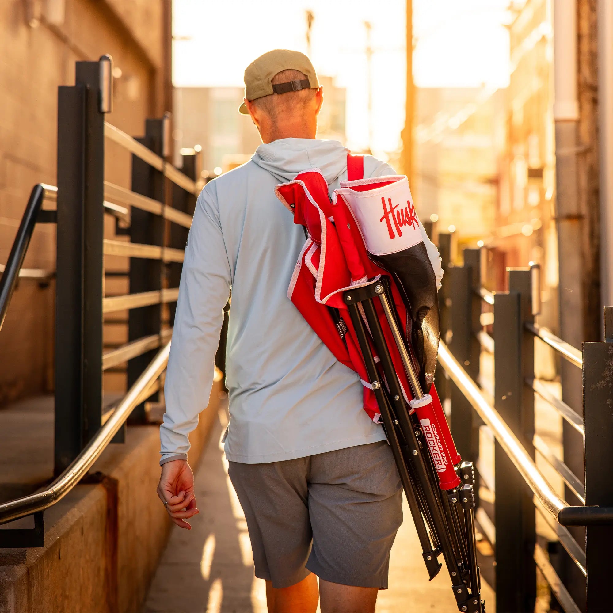 Smooth Motion College Comfort Pro Rocker - Nebraska Cornhuskers - Choice 161 - Heavy-Duty Kickback Rocker with Beverage Holder Detail