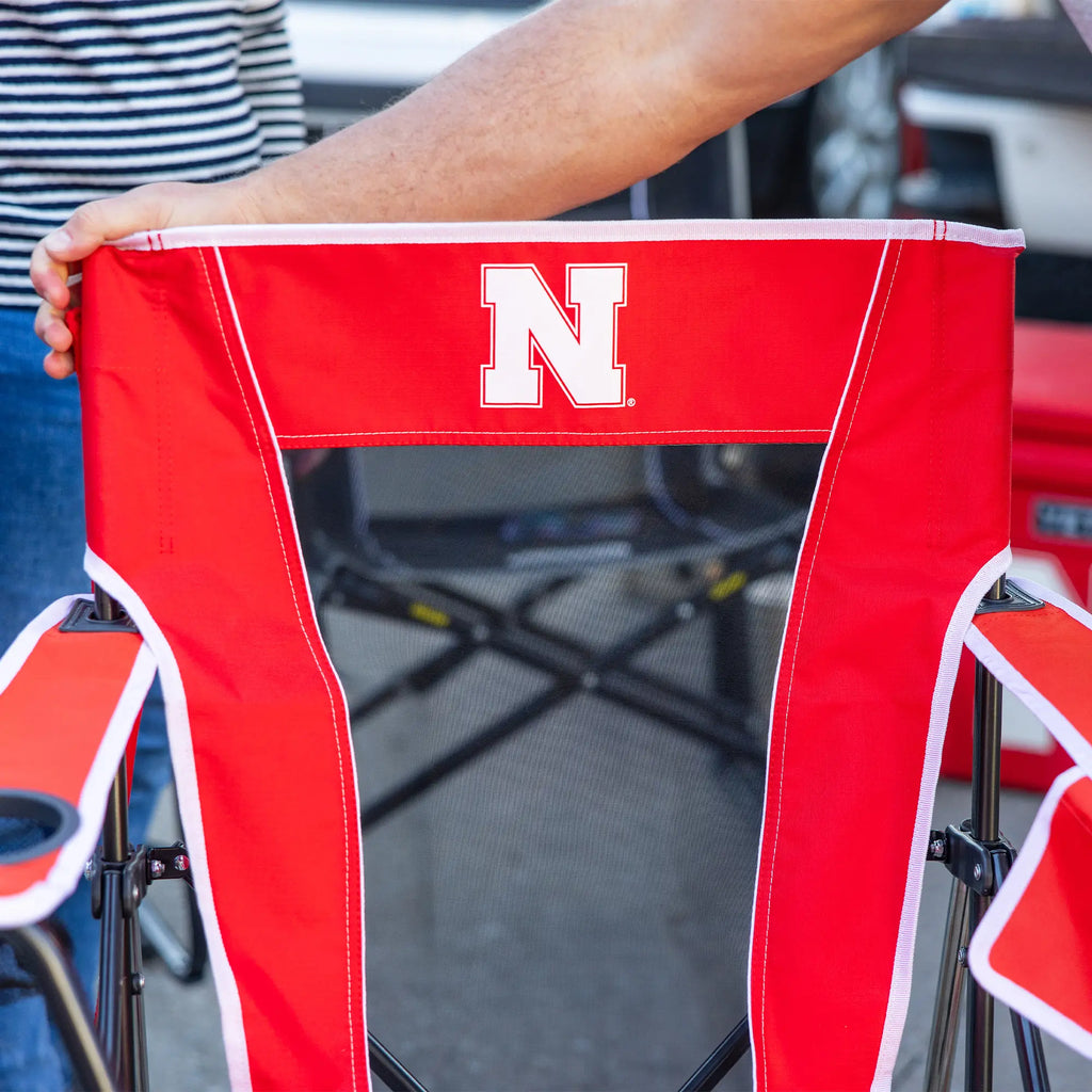 Smooth Motion College Comfort Pro Rocker - Nebraska Cornhuskers - Choice 161 - Heavy-Duty Kickback Rocker with Beverage Holder Detail