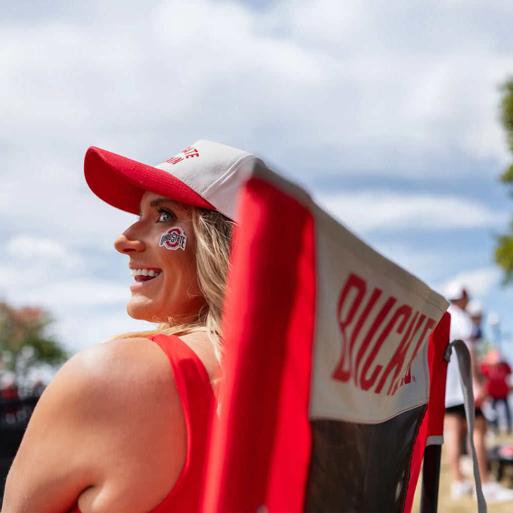 Patented Spring-Action College Comfort Pro Rocker - Ohio State Buckeyes - Choice 676 - Freestyle Rocker Portable Outdoor Folding Chair Detail