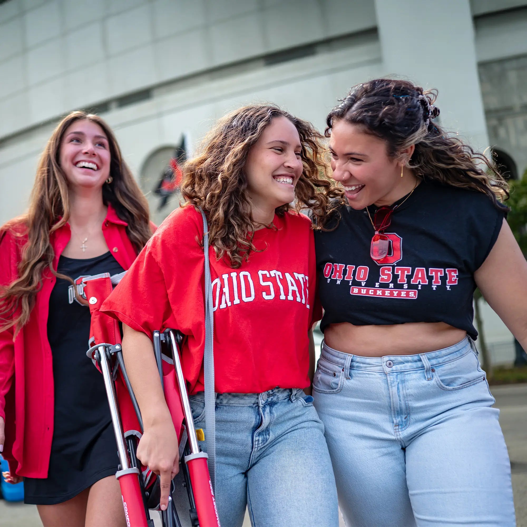 Patented Spring-Action College Comfort Pro Rocker - Ohio State Buckeyes - Choice 676 - Freestyle Rocker Portable Outdoor Folding Chair Detail