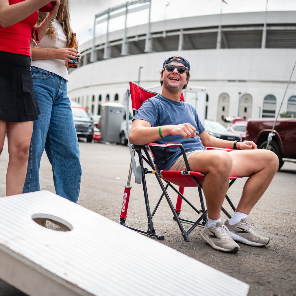 Patented Spring-Action College Comfort Pro Rocker - Ohio State Buckeyes - Choice 676 - Freestyle Rocker Portable Outdoor Folding Chair Detail