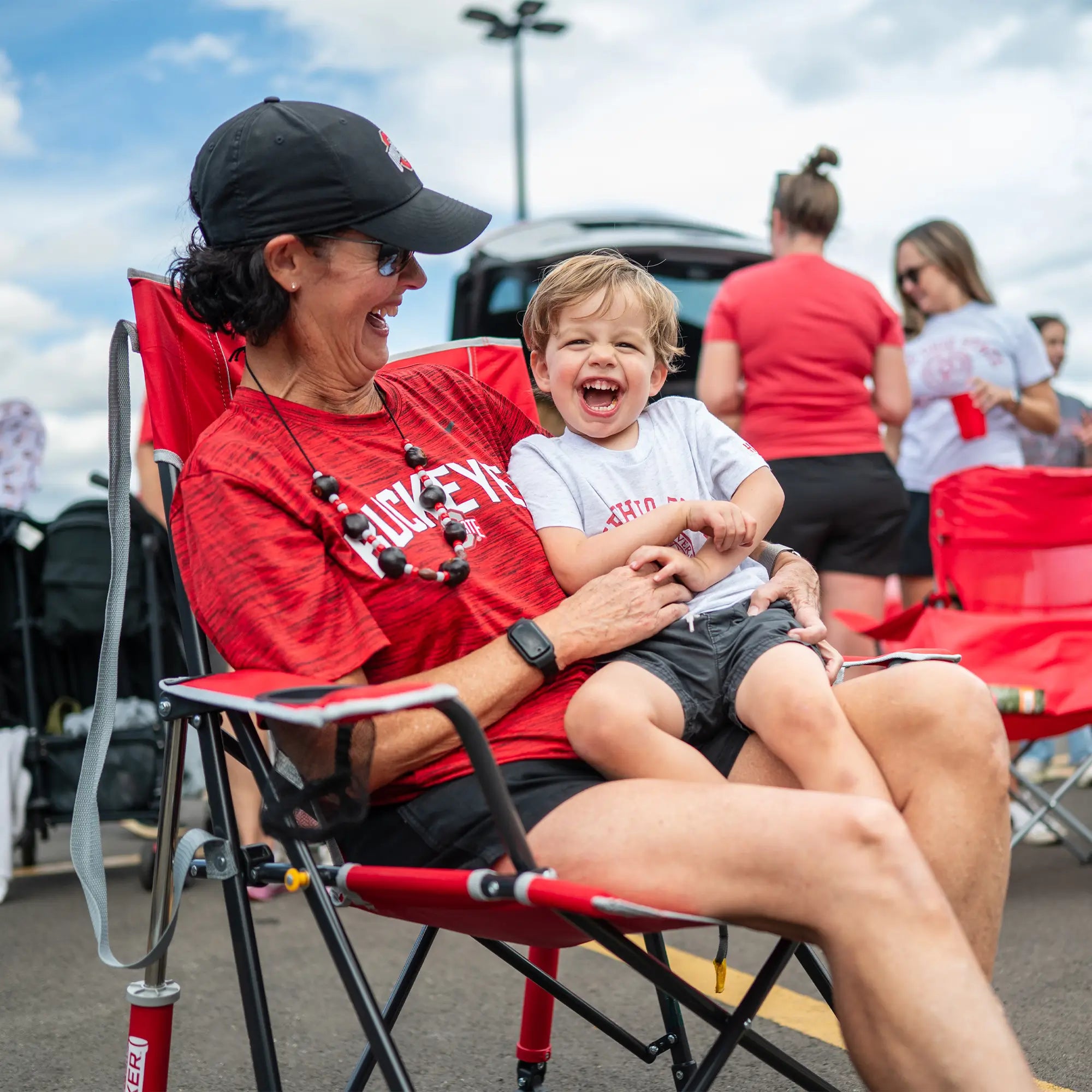 Patented Spring-Action College Comfort Pro Rocker - Ohio State Buckeyes - Choice 676 - Freestyle Rocker Portable Outdoor Folding Chair Detail