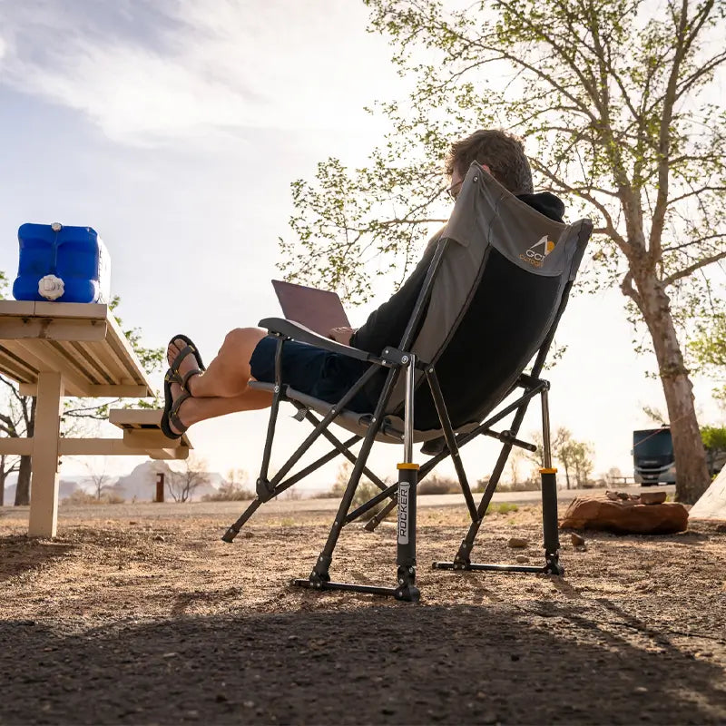 Luxury Camp RoadTrip Rocker - Choice 855 - Patented Spring-Action Rocking Chair for Camping Detail