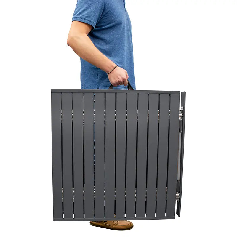 Heavy-Duty Grilling Slim-Fold Table XL - Choice 651 - Slim-Fold Outdoor Cook Station with Storage Shelves Detail
