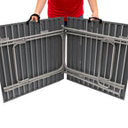 Heavy-Duty Grilling Slim-Fold Table XL - Choice 651 - Slim-Fold Outdoor Cook Station with Storage Shelves Detail